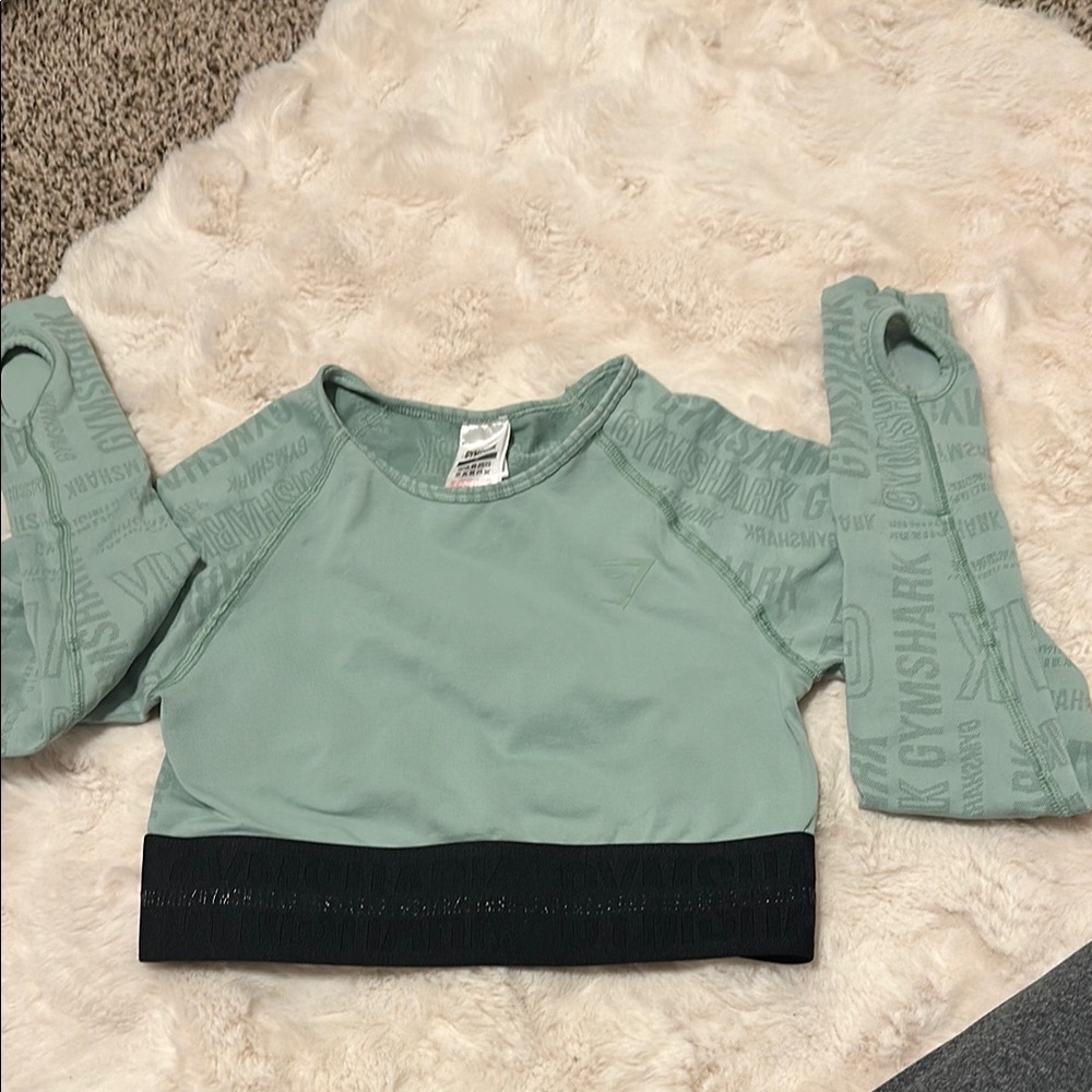 Gymshark Green and Black Long Sleeve Tee